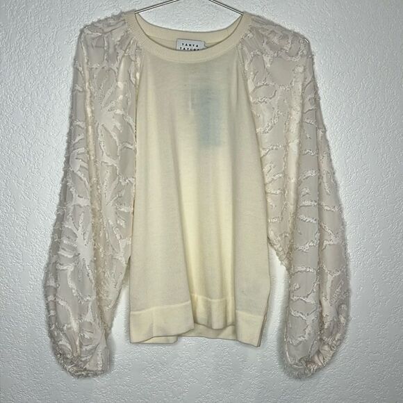 NWT Tanya Taylor Elona Wool Knit Top in Chalk Medium - Picture 2 of 14